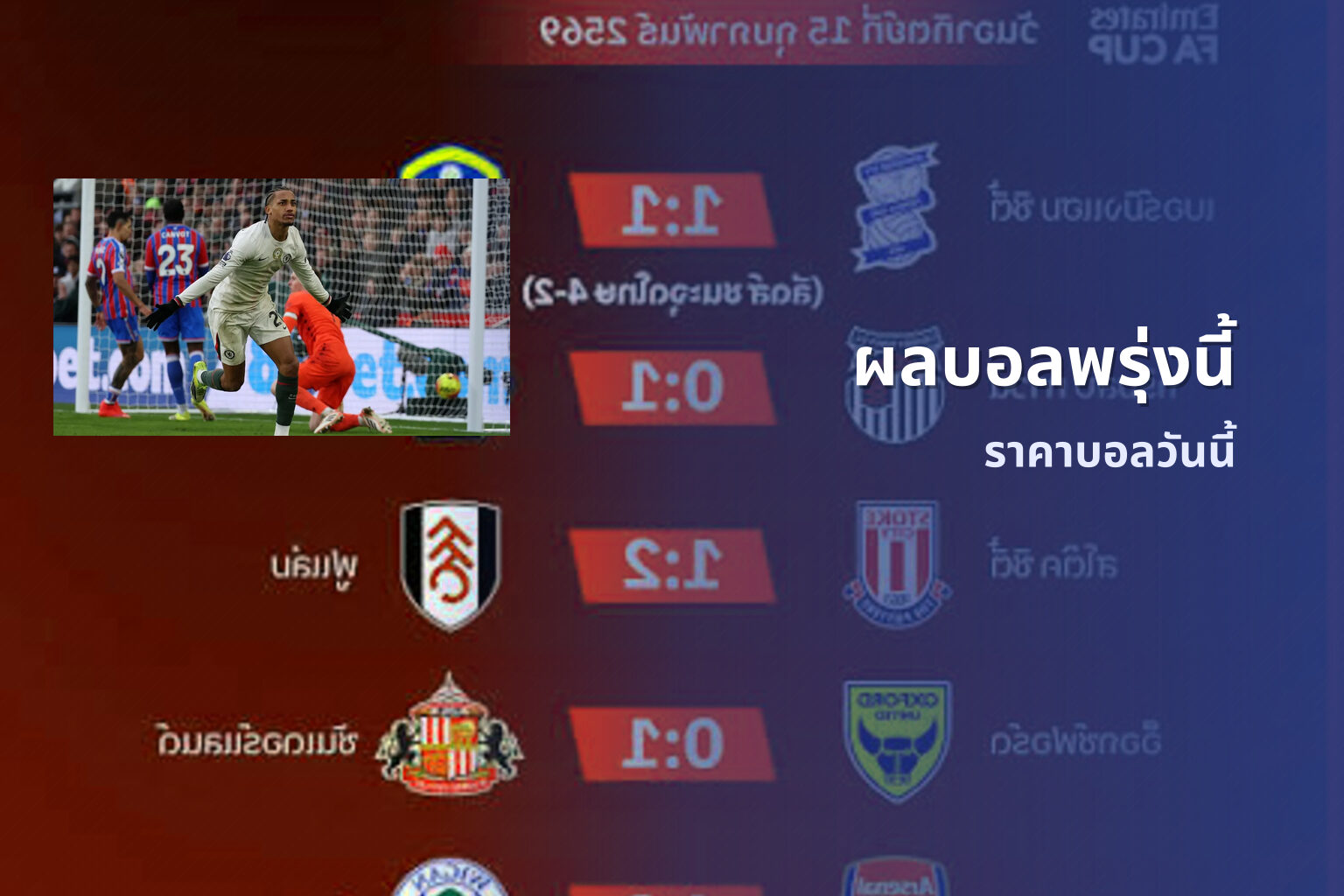 ผลบอลพรุ่งนี้ ราคาบอลวันนี้
