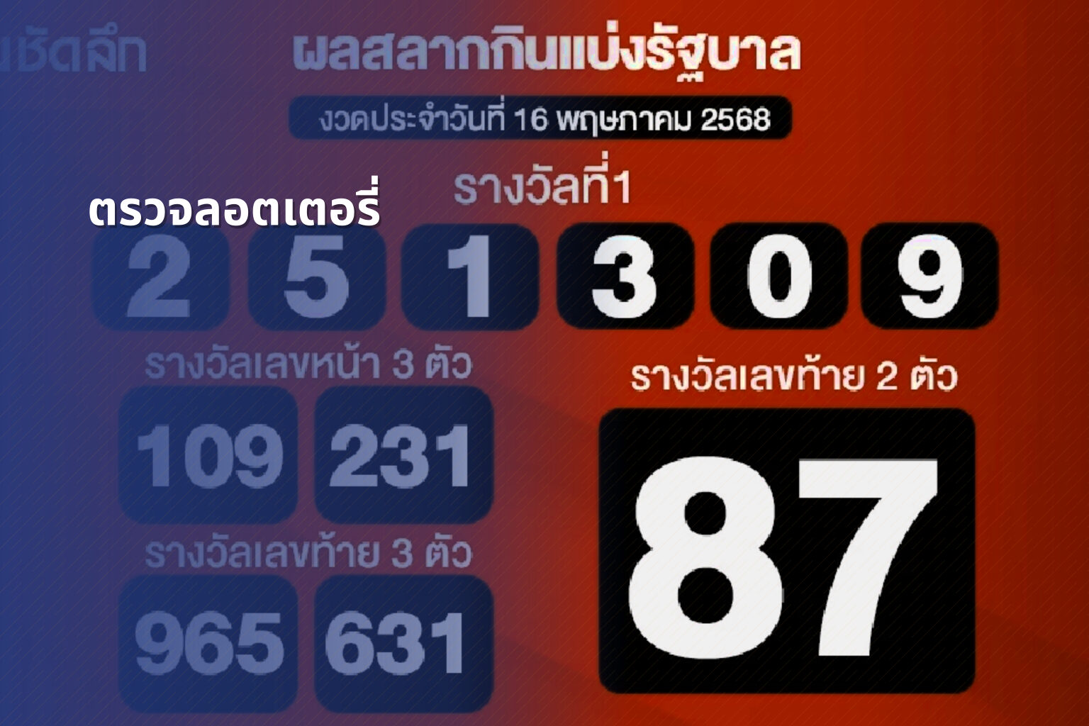 ตรวจลอตเตอรี่ - lottery results