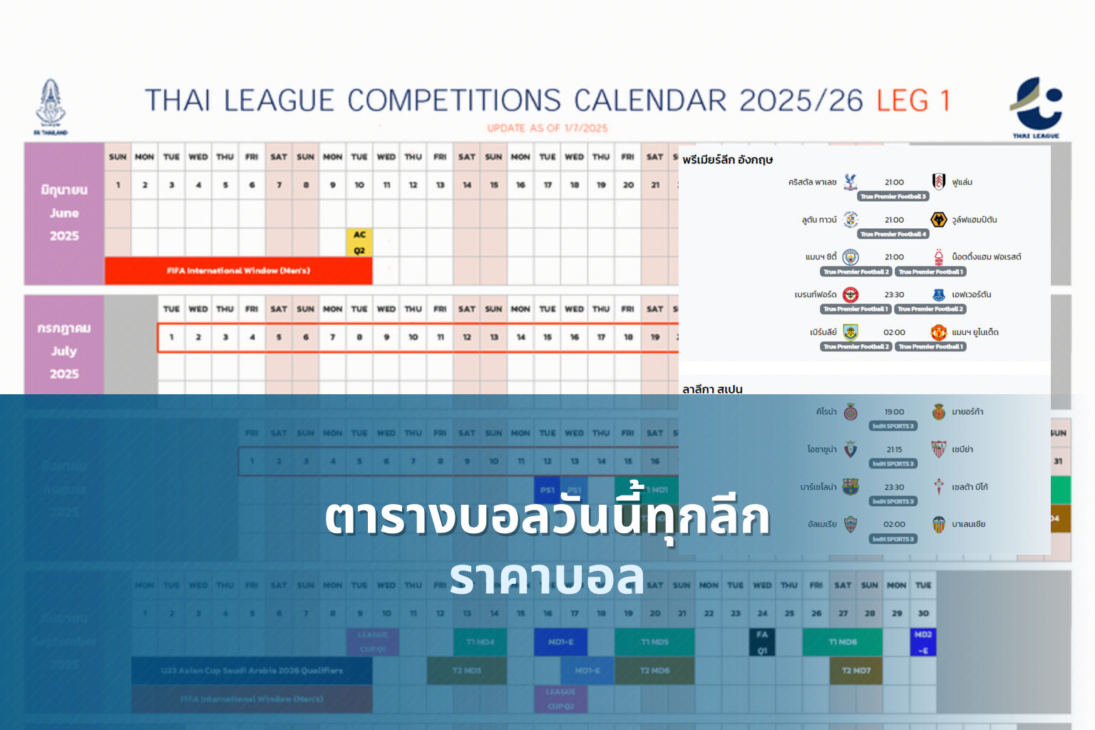 ตารางบอลวันนี้ทุกลีก ราคาบอล