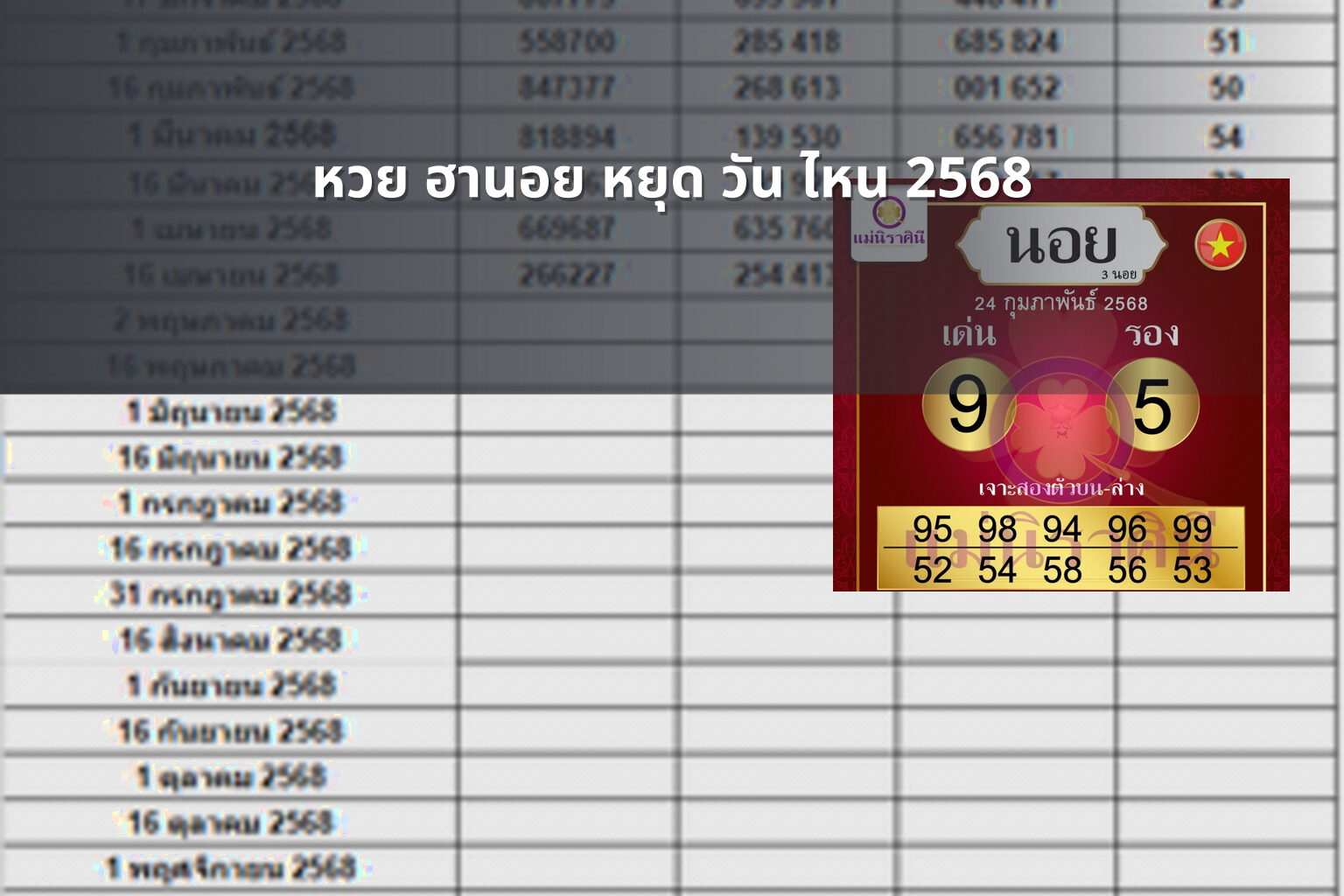 หวย ฮานอย หยุด วัน ไหน 2568 - lottery schedule