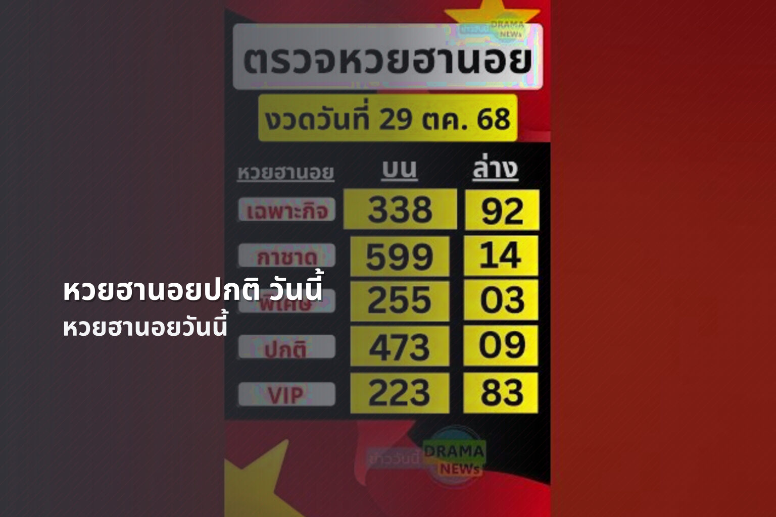 หวยฮานอยปกติ วันนี้ - หวยฮานอย