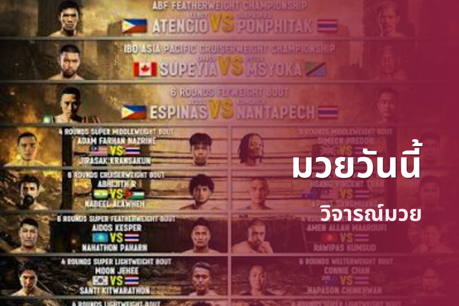 มวยวันนี้ - boxing events