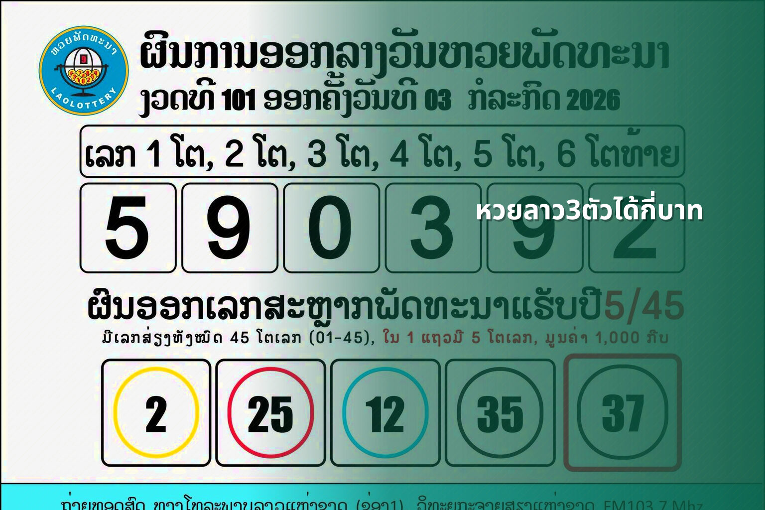 หวยลาว3ตัวได้กี่บาท - หวยลาว