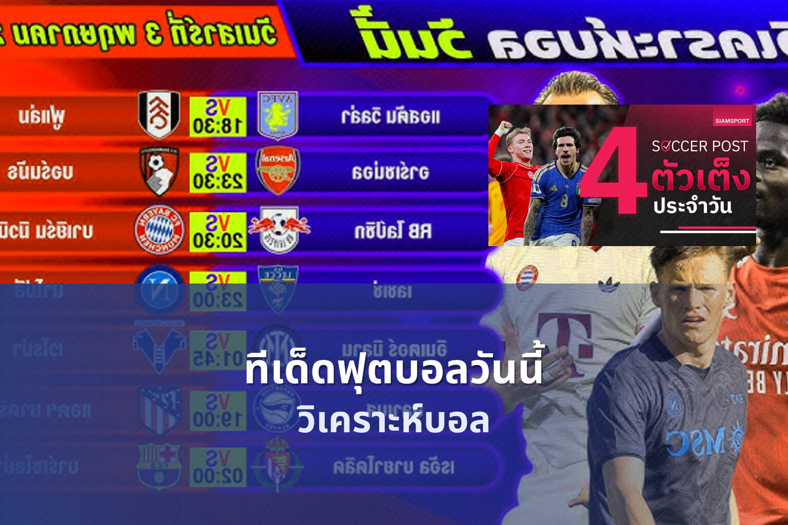 ทีเด็ดฟุตบอลวันนี้ วิเคราะห์บอล