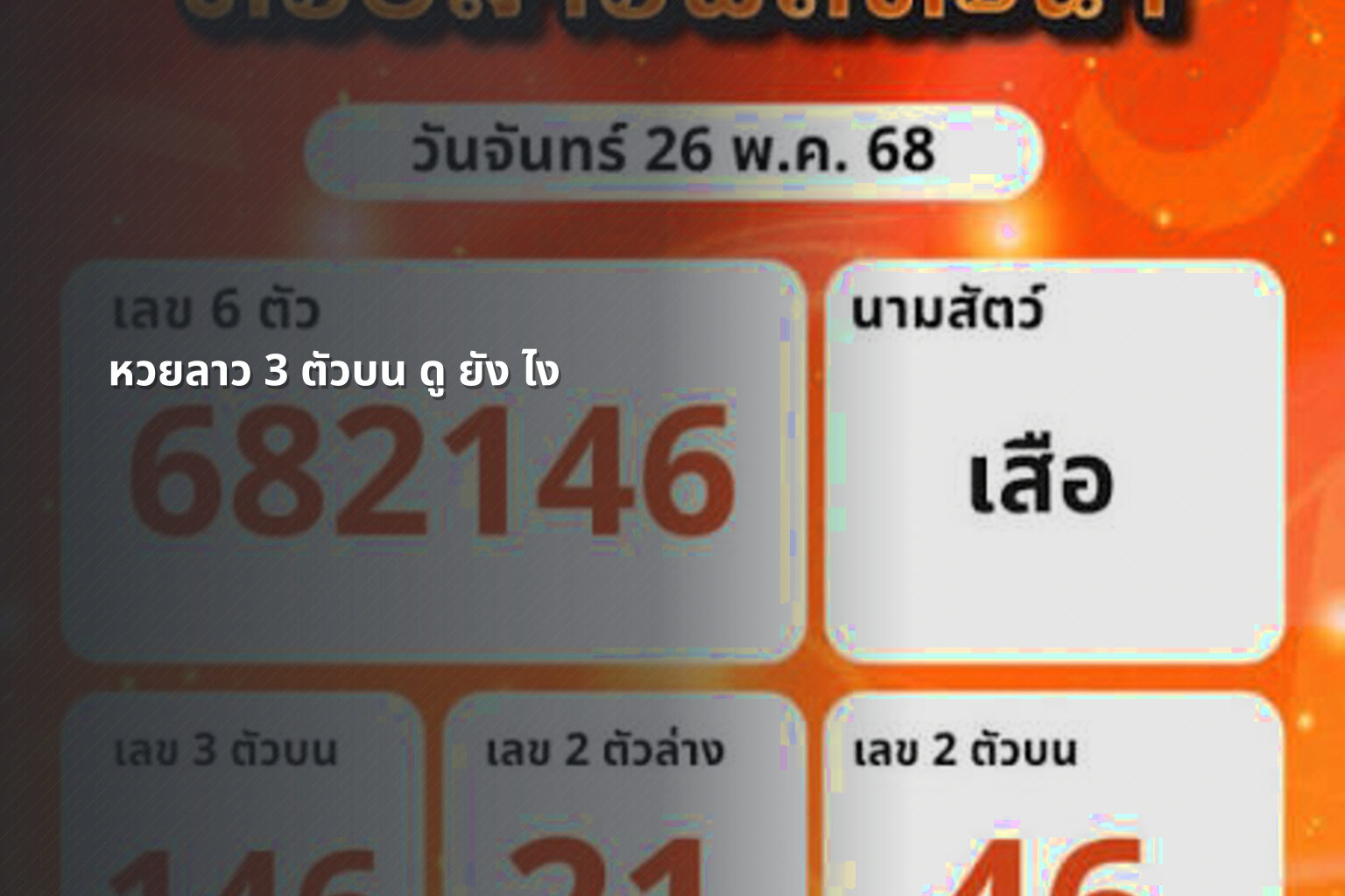 หวยลาว 3 ตัวบน ดู ยัง ไง - หวยลาว